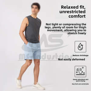 Pantalones Cortos Deportivos para Hombre, Ecológicos, de Algodón y Poliéster, Transpirables, para Verano, Correr, Gimnasio, Elásticos, Ajuste Holgado, Estilo Atlético - Product Image 3
