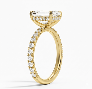 <b>Emerald</b> Cut Diamond Engagement <b>Ring</b> with Halo Setting for Women Lab Grown Diamonds - Product Image 5