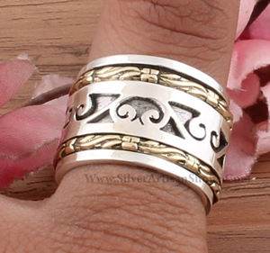 Bague Tournante Anti-Stress en Argent Sterling 925 avec Perles, pour Femmes et Hommes, Style Bohème, Méditation, Mariage, Bijoux Classiques, Vente en Gros - Product Image 6