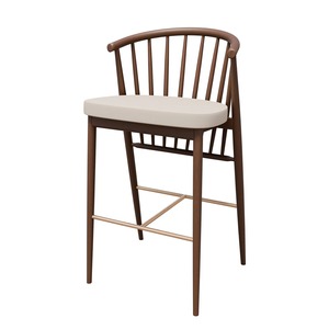 Tabouret de bar en bois massif de qualité supérieure, écologique, durable, résistant à l'eau, avec coussin confortable et repose-pieds pour usage commercial - Product Image 6