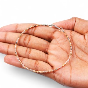 Pulsera de rodocrosita natural con cuentas facetadas, pulsera de piedras preciosas redondas para mujer, joyería de cristal curativo, pulsera de piedra natural - Product Image 5