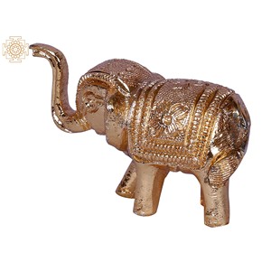 Petite statue d'éléphant marchant en laiton plaqué or de 2 pouces fabriquée en Inde Belle sculpture pour affichage - Product Image 4