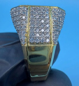 Anillo de hombre con moissanita cultivada en laboratorio de 14K, diseño de águila, plata 925, estilo vintage, joyería llamativa de hip hop, anillos chapados en oro. - Product Image 5