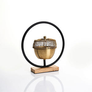 3 Color Luxury Hanging <b>Bakhoor</b> Burner Set Metal Arabic Mabkhara <b>Oud</b> Incense Burner with Wooden Base Gold <b>bakhoor</b> burner - Product Image 3