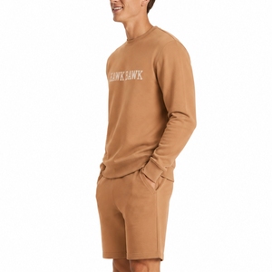 <b>Men</b>’s Crew Neck Sweatshirt And Matching Shorts <b>Set</b> Comfort Fit Letter Print t Casual French Terry Lounge Wear <b>Men</b> Sweatshirt - Product Image 3