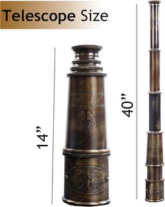 Brass Maritime Telescope 15" inch Vintage Nautical Spyglass Pirate Telescope <b>Antique</b> Look Solid Brass Mounted Scope with Wooden - Product Image 4