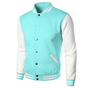 Wholesale Men's Letterman Varsity <b>Jackets</b> with Wool Body and <b>Leather</b> Sleeve Stand Collar <b>Winter</b> Chicago <b>jackets</b> - Product Image 1