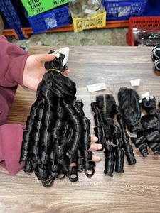 2024 Super Double Funmi Bouncy Curls 100% Extensión de cabello humano virgen 100 gramos Máquina Doble trama para todos los colores - Product Image 3
