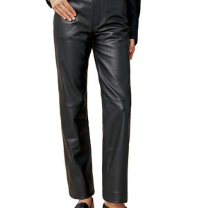 Pantalones de Cuero Genuino para Mujer, Suaves, Verdes y Negros, Estilo Holgado, Hechos a Medida con Alta Calidad - Product Image 1