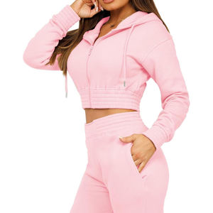 Custom <b>Crop</b> Hoodies for Women High Quality Cropped <b>Tops</b> Short Solid Color Casual Oversized Drop shoulder women hoodies - Product Image 1