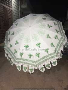 Parasol de jardin pliant en tube de fer à motif unique imprimé en relief, style bohème indien, parasol de plage, protection solaire pour patios, fait main - Product Image 4