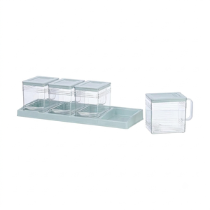 Ensemble de 4 boîtes de rangement alimentaire carrées empilables en plastique transparent avec couvercle, organiseur d'épices à un seul niveau pour cuisine et garde-manger - Product Image 6