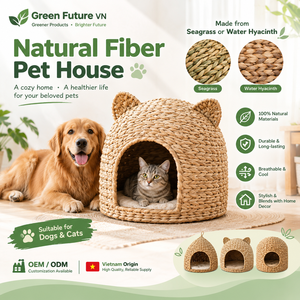 Wholesale Vietnam OEM Natural Woven Fiber Pet <b>House</b> Durable Seagrass Water Hyacinth Pet Furniture - Product Image 1
