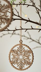 Elegant Wood Christmas <b>Hanging</b> <b>Ornaments</b> For Christmas Tree Holiday Home Party Seasonal Decor Collection - Product Image 6