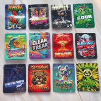 Nouveaux sacs en Mylar de 3,5 g + boîte d'exposition holographique + divers designs en stock