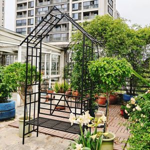 Arche de jardin en métal noir avec banc W58.07*H97.24, support pour plantes grimpantes, arche à roses, ensembles de jardin d'extérieur - Product Image 3