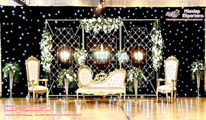 การตกแต่งงานแต่งงานที่ทันสมัยฉากหลังเทียนผนังและยืนสไตล์ที่ไม่ซ้ำกันผนังโลหะเทียนสำหรับงานแต่งงานประกายเทียนตกแต่งผนัง - Product Image 4