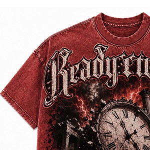 Camiseta Roja Estampada para Hombre ReadyToWin, Manga Corta, Cuello Redondo, Estilo Urbano, Corte Regular, Diseño de Patrón Tejido en Algodón - Product Image 3