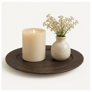 Assiettes de présentation rondes en bois foncé, style rustique campagnard, pour décoration de table de mariage, assiettes de service en bois artisanales pour événements, vente en gros - Product Image 4