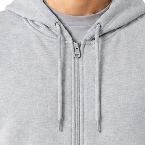 Sweat-shirt à capuche gris à fermeture éclair intégrale, manches longues, avec cordon de serrage et poches latérales pour un usage décontracté - Product Image 4