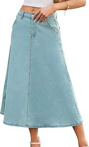 Jupe en jean de coton taille haute pour femme, style décontracté, vente en gros, commande en gros, robes décontractées d'été pour femme, achat en ligne - Product Image 2