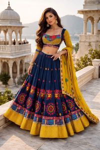 Choli Morla Premium de Rayón y Algodón Bombay con Blusa con Trabajo de Espejos y Dupatta Chanderi para Navratri 24 - Product Image 6