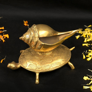 Elegant Brass Shankh Sculpture Handcrafted Decorative Figurine For <b>Home</b> Temple Wholesale From India - Product Image 4