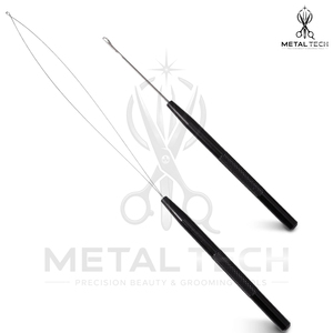 Curved Wire Loop Micro Bead Threading Needle Flexible Extension <b>Puller</b> Matte Black Handle Salon Equipment Sourcing - Product Image 2
