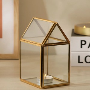 ที่ใส่เทียนแก้วสีทอง กรอบทองเหลือง เป็นมิตรกับสิ่งแวดล้อม ปราศจากสารตะกั่ว ทนความร้อน ทำด้วยมือ ตกแต่งบ้าน วางบนโต๊ะ สำหรับคริสต์มาส อีสเตอร์ - Product Image 3