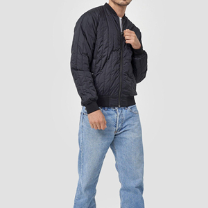 Chaqueta Bomber Acolchada para Hombre, Color Sólido, Cierre de Cremallera, Resistente al Viento, Prenda Exterior de Poliéster, Estilo Casual Otoñal - Product Image 1