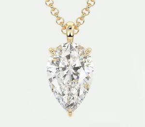 Collar con Dijes de Pera Engastados con Diamantes VVS, Plata 925 Bañada en Oro, Joyería de Fiesta para Mujer - Product Image 2