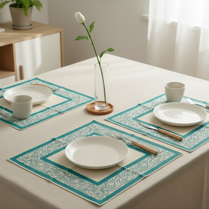 Ensemble de 6 sets de napperons de table faits à la main en coton 100% |   Vaisselle imprimée à la main |   Sets de table réutilisables pour la maison et la cuisine |   Utilisation quotidienne pour la décoration - Product Image 4