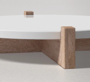 Support à gâteau minimaliste blanc et bois, plateau rond pour présentation alimentaire, idéal pour les buffets d'hôtel, la restauration et le thé de l'après-midi - Product Image 6
