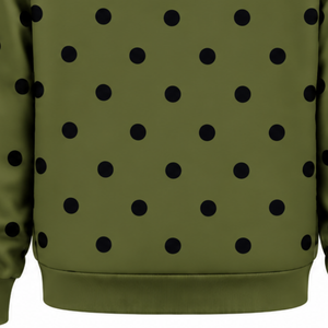 Sweat à capuche décontracté en molleton vert olive à pois noirs pour femme avec cordon de serrage et poche kangourou, style streetwear - Product Image 6