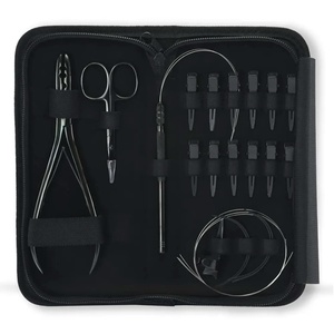 SEVMEK INSTRUMENTS Stainless Steel Hair Extension <b>Pliers</b> <b>Sets</b> Kit Hook Needle Professional Hair Extensions Tools Custom Label - Product Image 1