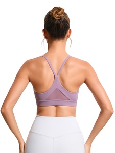 Women Sport <b>Crop</b> <b>Top</b> Y Back Yoga Bra Breathable <b>Mesh</b> Insert Removable Pads Wirefree Running Athletic Vest Blanks Custom - Product Image 5