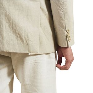 Traje de Dos Piezas Beige para Hombre, Blazer Clásico con Solapa de Muesca y Pantalones a Juego, Elegante, Formal, para Bodas y Negocios, Fabricación Propia - Product Image 5