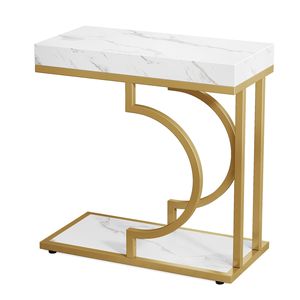 Modern End <b>Table</b> with Metal Frame <b>Narrow</b> C <b>Coffee</b> <b>Table</b> Bedside <b>Table</b> - Product Image 5