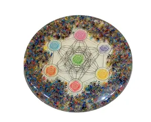 最畅销的水晶生命之花符号愈合石天然碎屑有机能量杯垫桌面切片