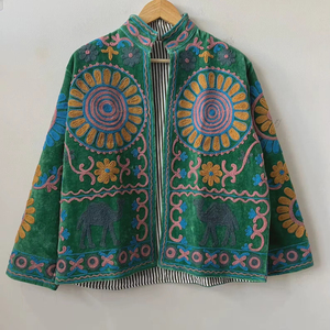 เสื้อโค้ทกำมะหยี่ปักลายดอกไม้สไตล์วินเทจ แบบสองด้าน ซับในผ้าฝ้าย กันลม ระบายอากาศได้ดี ลายซูซานี เสื้อคลุมฤดูหนาว ทรงปกติ - Product Image 1