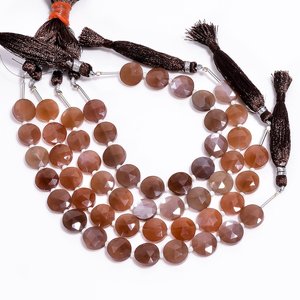 Natural Chocolate Moonstone Faceted Coin Shape Gemstone <b>Beads</b> 10-10.5MM Loose Fancy Carved <b>Stone</b> <b>Beads</b> For Jewelry Making Bulk - Product Image 3