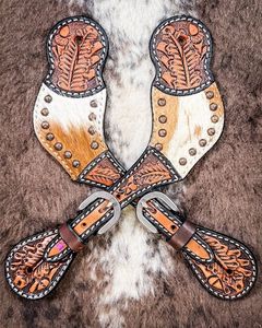 <b>Leather</b> Horse Riding Stirrups Cowhide <b>Tooling</b> Design 100% Real <b>Leather</b> Handcrafted for Equestrian Use Premium Finish - Product Image 2