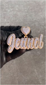 Pendentif Lettre Bling VVS Moissanite Hiphop Or Rose Nom Personnalisé Iced Out Argent 925 Pendentif Moissanite Personnalisé - Product Image 3