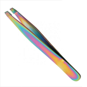 Juego de Pinzas para Cejas con Punta Inclinada Recubiertas de Titanio Arcoíris, Herramientas de Belleza Profesionales para Depilación, OEM - Product Image 1