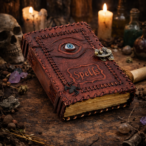 Cuaderno de Cuero Hocus Pocus, Estilo Vintage, para Brujería, Grimoire, con Borde Decorativo, Tamaño A6, 100 Hojas, Regalo, Libro de Hechizos - Product Image 1