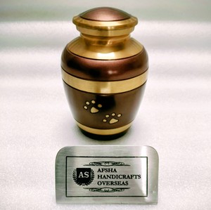 Hermosas Urnas Funerarias Europeas Doradas con Huella de Pata de Mascota, Ecológicas, Duraderas, para Cenizas, de Metal - Product Image 3