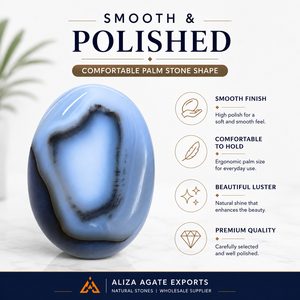 ALIZA AGATE EXPORTS หินอาเกตเดนดริติกธรรมชาติขนาดใหญ่ หินปาล์มสโตนแกะสลักขัดเงา คริสตัลอัญมณี งานศิลปะพื้นบ้าน ของขวัญสำหรับการทำสมาธิ พกพาสะดวก - Product Image 5