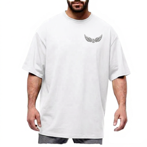 T-shirt en coton noir surdimensionné pour homme avec logo personnalisé, manches courtes, col rond, coupe décontractée, imprimé, design de lettres sur le devant - Product Image 5