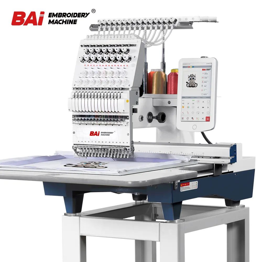 BAI high speed single head 15 needles design shop professional cap t shirt embroidery machine price
