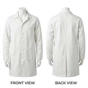 Blouse de laboratoire médicale blanche en tissu coton polyester 240 GSM de haute qualité avec panneau arrière et broderie de logo personnalisée - Product Image 4